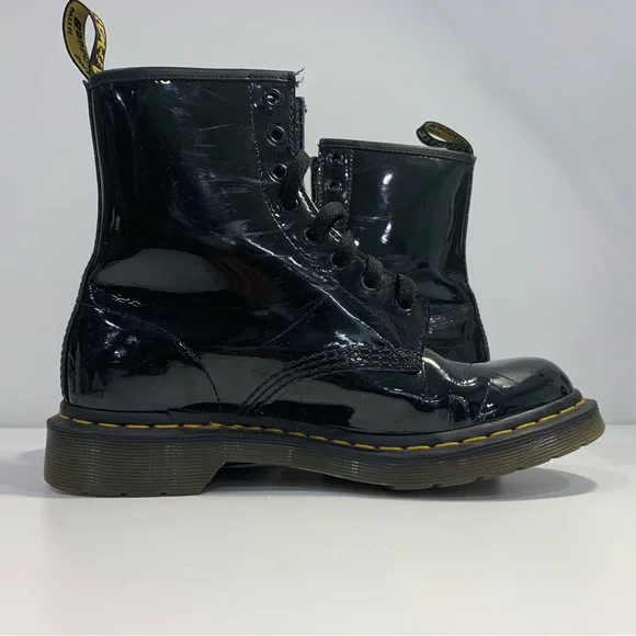 Dr Martens Doc Martens Air Wair Boots With Bouncing Soles Women’s 8 Black Patent - Picture 4 of 12